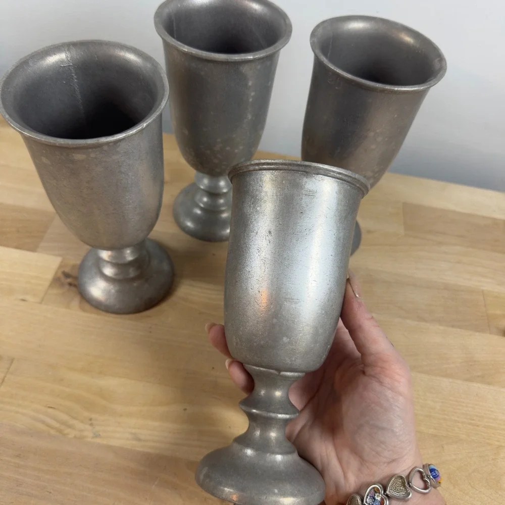 Vintage Wilton RWP Pewter Goblets Set of 4 Silver Metal Chalices